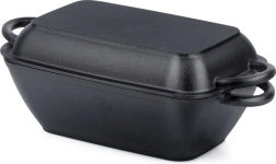 Gietijzeren braadpan 2-in-1 met deksel en grillpan 3,5 l / 1,5 l