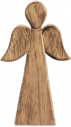Houten kerstfiguur engel van mangohout 13 × 24 cm