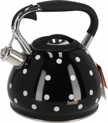 Zwarte fluitketel met witte stippen Berretti Cornelia 3L