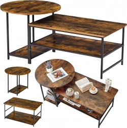 Set salontafels 2-in-1 Vintage hout rustiek