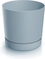 Bloempot TUBO P met schotel 12,8 cm – Lichtgrijs