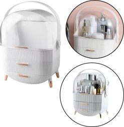 Witte cosmetica-organizer met openklapbare kap