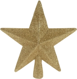 Gouden onbreekbare ster voor op de kerstboom 19 cm