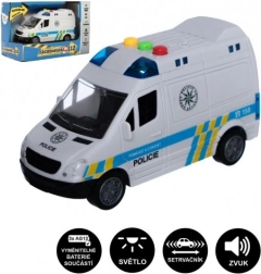 Politiebusje met frictie-aandrijving, licht en geluid, 15 cm