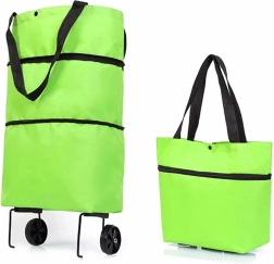 Ag392 opvouwbare boodschappentas op wieltjes groen