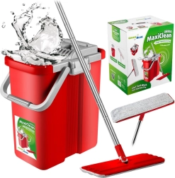 Vlakmop met emmer en wringer GreenBlue MaxiClean, 2× microvezelhoezen