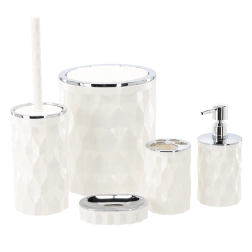 Ronde vijfdelige set badkameraccessoires – wit