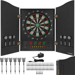 Elektronisch dartbord Trizand met LED-displays, 27 spellen en kast