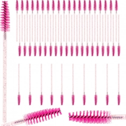 Set van spiraalvormige borsteltjes voor wimpers en wenkbrauwen – 50 stuks, roze