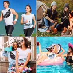 Unisex heuptas met holografisch geometrisch patroon, 3 vakken, verstelbare riem