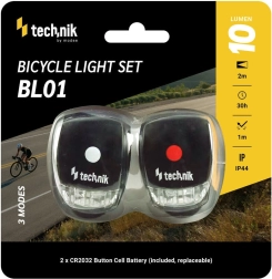 Technik set fietslampen met siliconen hoes (voor- en achterlicht)