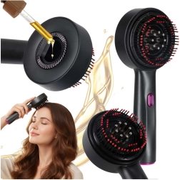 Elektrische hoofdhuid-massageborstel met infrarood rood licht en olie-applicator, USB, zwart