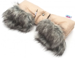 Handmof voor kinderwagen 2-in-1 met bontrand latte New Baby