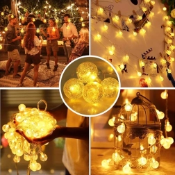 Lichtsnoer met bolletjes 10 m, 100 LED, warm wit