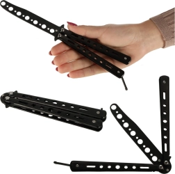 Trainingsvlindermes (balisong) – stompe vouwmes, zwart