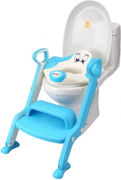 Blauw WC-bril met trede