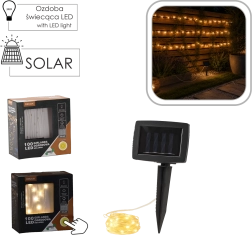 Solar LED-lichtsnoer op draad, 100 LED's, warm wit, 11,9 m