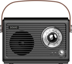 draagbare retro radio met bluetooth, fm en usb‑c savio rs‑101