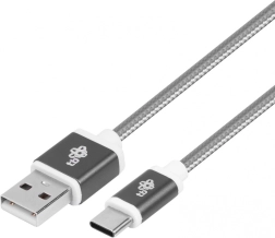 Gevlochten USB–USB‑C-kabel 1,5 m, grijs