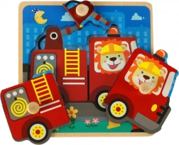 Houten puzzel brandweerwagen voor kinderen