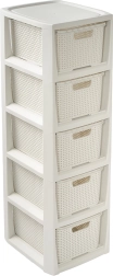 Rotan opbergkast met 5 lades 80 cm