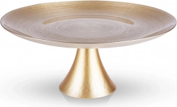 Glazen gouden taartstandaard op voet 28 cm