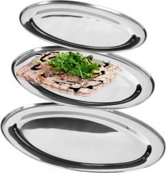 Stalen ovale serveerschalen, set van 3 stuks