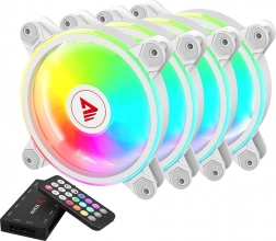 Set witte RGB-ventilatoren Savio met verlichting