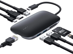 Aukey USB‑C hub 8-in-1 met HDMI 4K, Gigabit Ethernet en Power Delivery 100 W