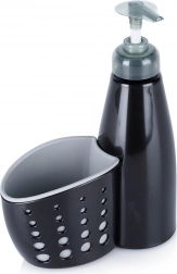 Dispenser voor afwasmiddel met vakje voor spons, zwart, 370 ml