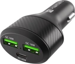 Autolader NATEC Coney 2× USB en 1× USB‑C met snel opladen 84 W