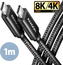 USB-C - USB-C kabel, USB4 Gen 3x2 1 m, PD 100W, 8K HD, ALU, gevlochten zwart