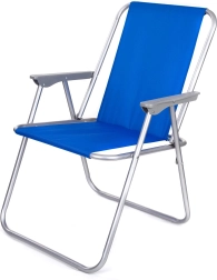 Opvouwbare strandstoel met armleuningen – lichtgewicht metaal, textiele bekleding