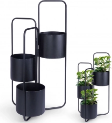 Metalen zwarte plantenstandaard met drie niveaus 33 × 24 × 57 cm