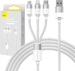 oplaadkabel 3‑in‑1 Baseus StarSpeed, USB‑C + Micro USB + Lightning, 3,5 A, 1,2 m, wit