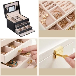 LELANI sieradendoos met meerdere niveaus, premium juwelendoos - zwart