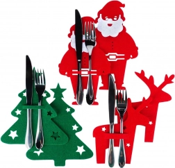 Kerst vilten bestekhoes, set van 6 stuks