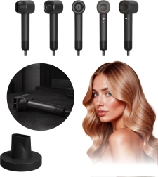 Multifunctionele 5-in-1 haardroger met ionisatie, zwart