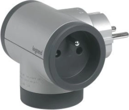 Splitter 2x2P+Z met USB A+C - aluminium/grafiet