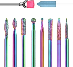 Set diamant- en keramische frezen voor nagels en nagelriem, 10 stuks in etui