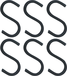 Haken voor keukenreling zwart 7,5 cm, set van 6 stuks