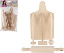 Houten set keukengerei voor kinderen 20 cm