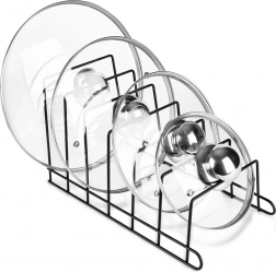 Metalen organizer voor deksels en borden zwart