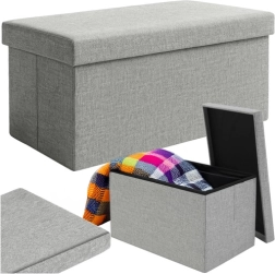 Grijze textiele poef met opbergruimte 76x38x38 cm Ruhhy