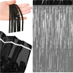 Decoratief franjegordijn RUHHY zwart 100 × 200 cm