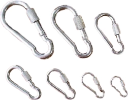 Stalen karabijnhaak met borgmoer 100 mm, verzinkt, 350 kg (5 stuks)