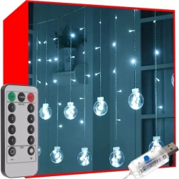 Hangende lichtgordijn met bolvormige diffuser 108 LED met afstandsbediening, koel wit, USB