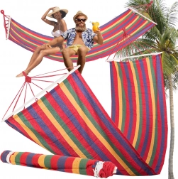 Tuinhangmat met houten spreidstokken 200 × 80 cm, gestreept