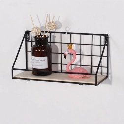 Wandplank met stang, LOFT-stijl 29,5 cm - zwart