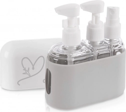 Reisflesjes voor cosmetica in etui, 4-delige set